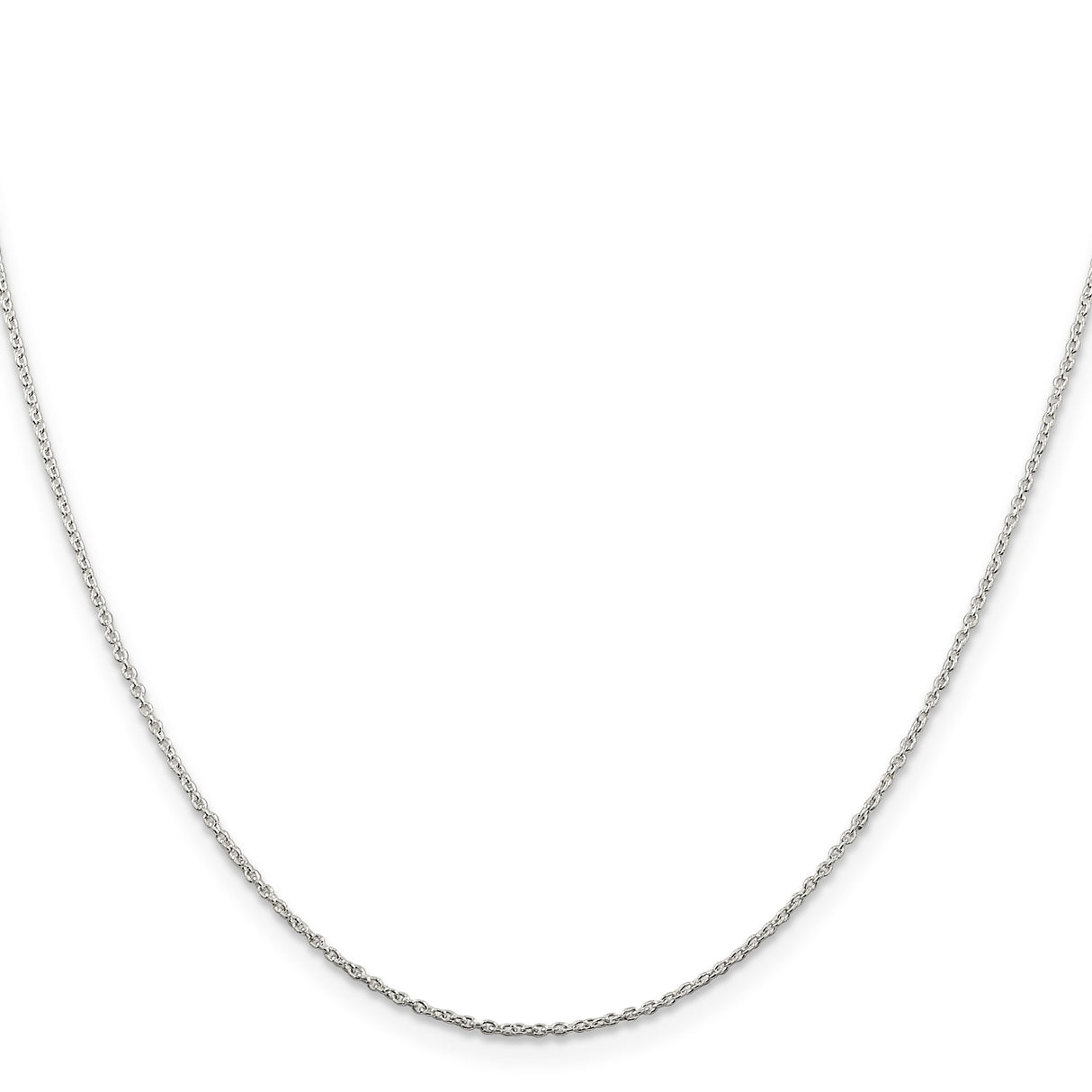 925 White Gold 1 mm Polished Chain Necklace, Solid