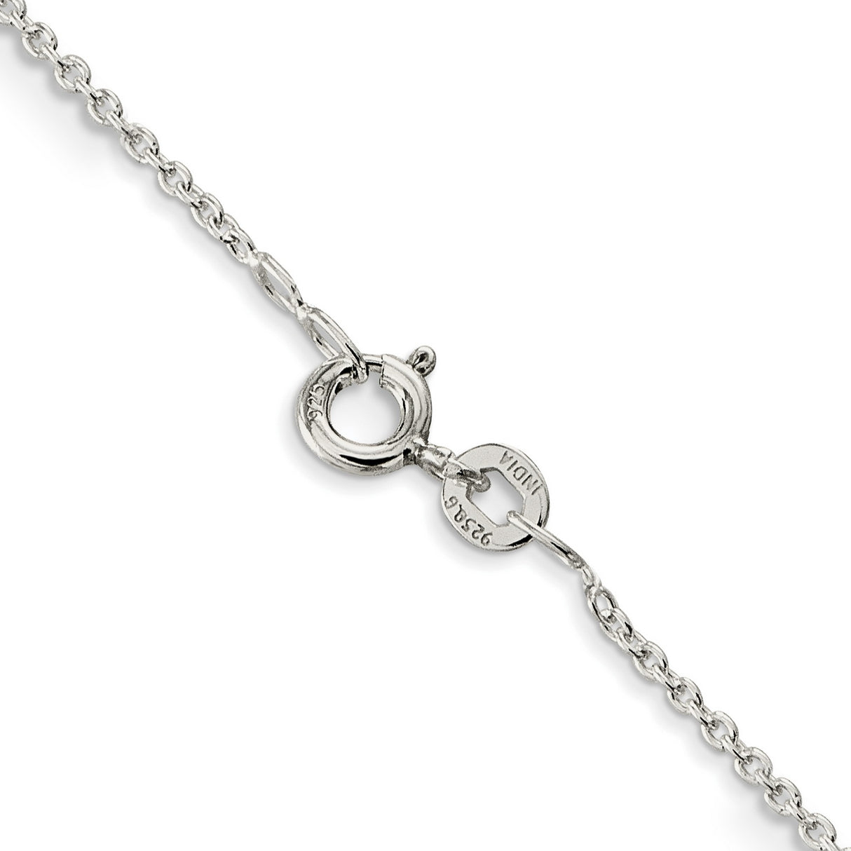 925 White Gold 1 mm Polished Chain Necklace, Solid alternate angle