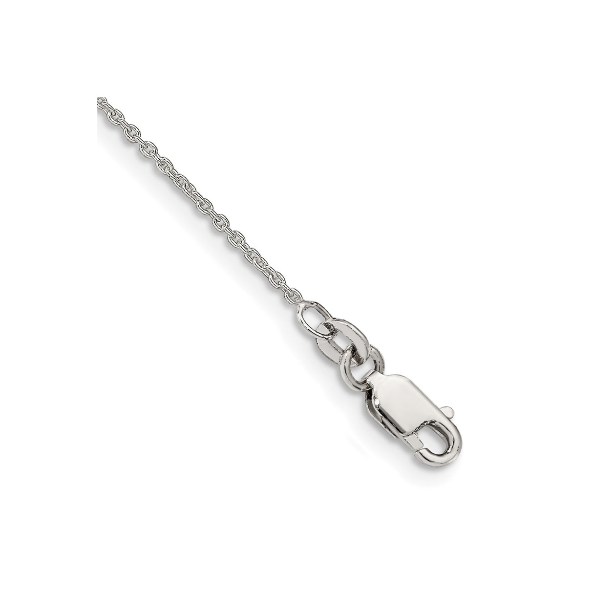 925 White Gold 1 mm Polished Chain Anklet, Solid shown for scale