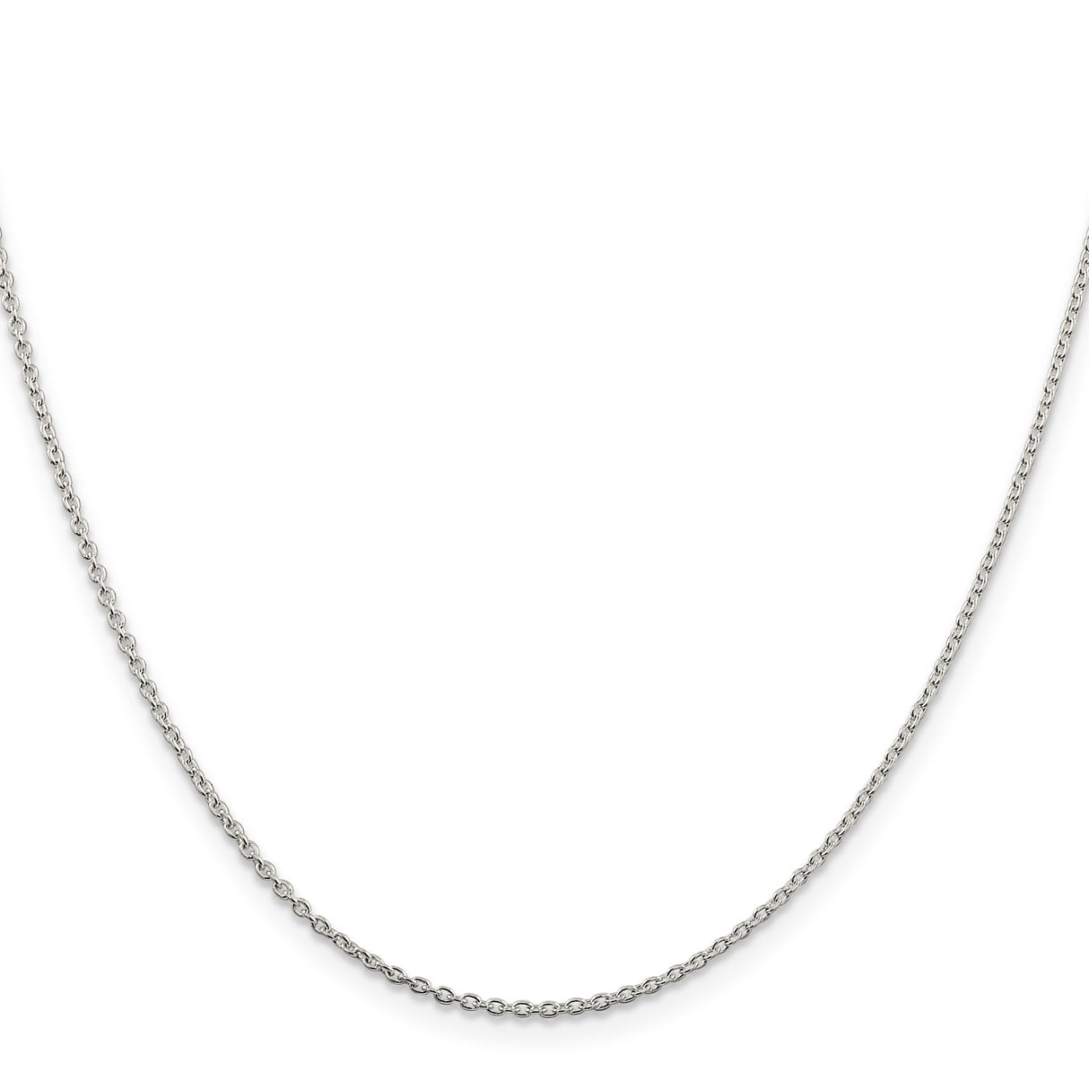 925 White Gold 1.5 mm Polished Chain Necklace, Solid