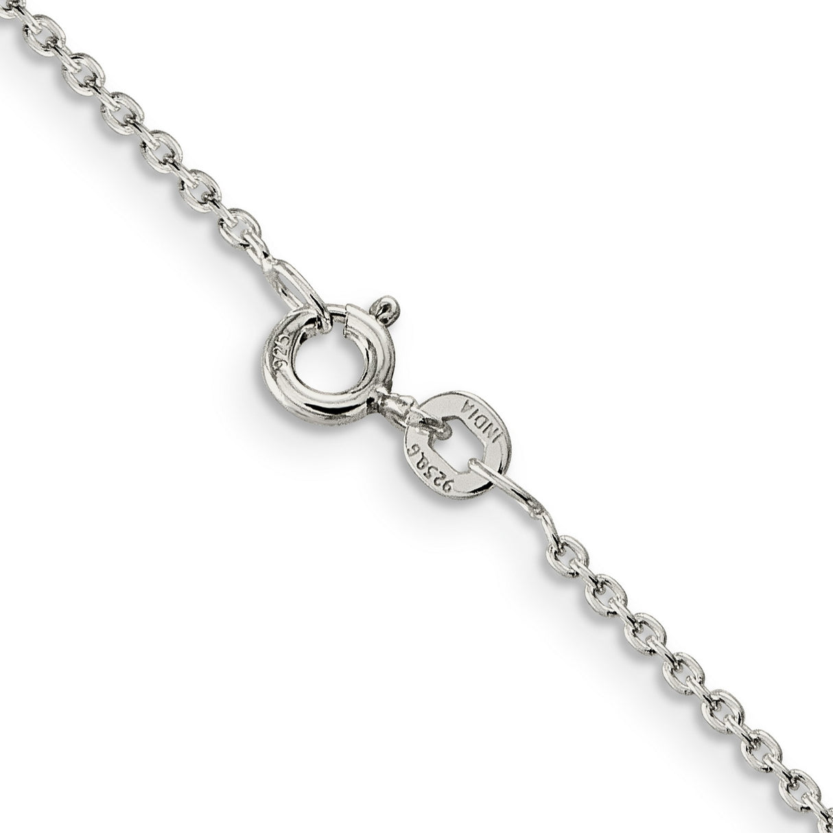 925 White Gold 1.5 mm Polished Chain Necklace, Solid alternate angle