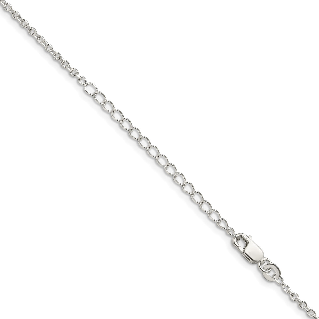 925 White Gold 1.95 mm Polished Chain Necklace, Solid detail view
