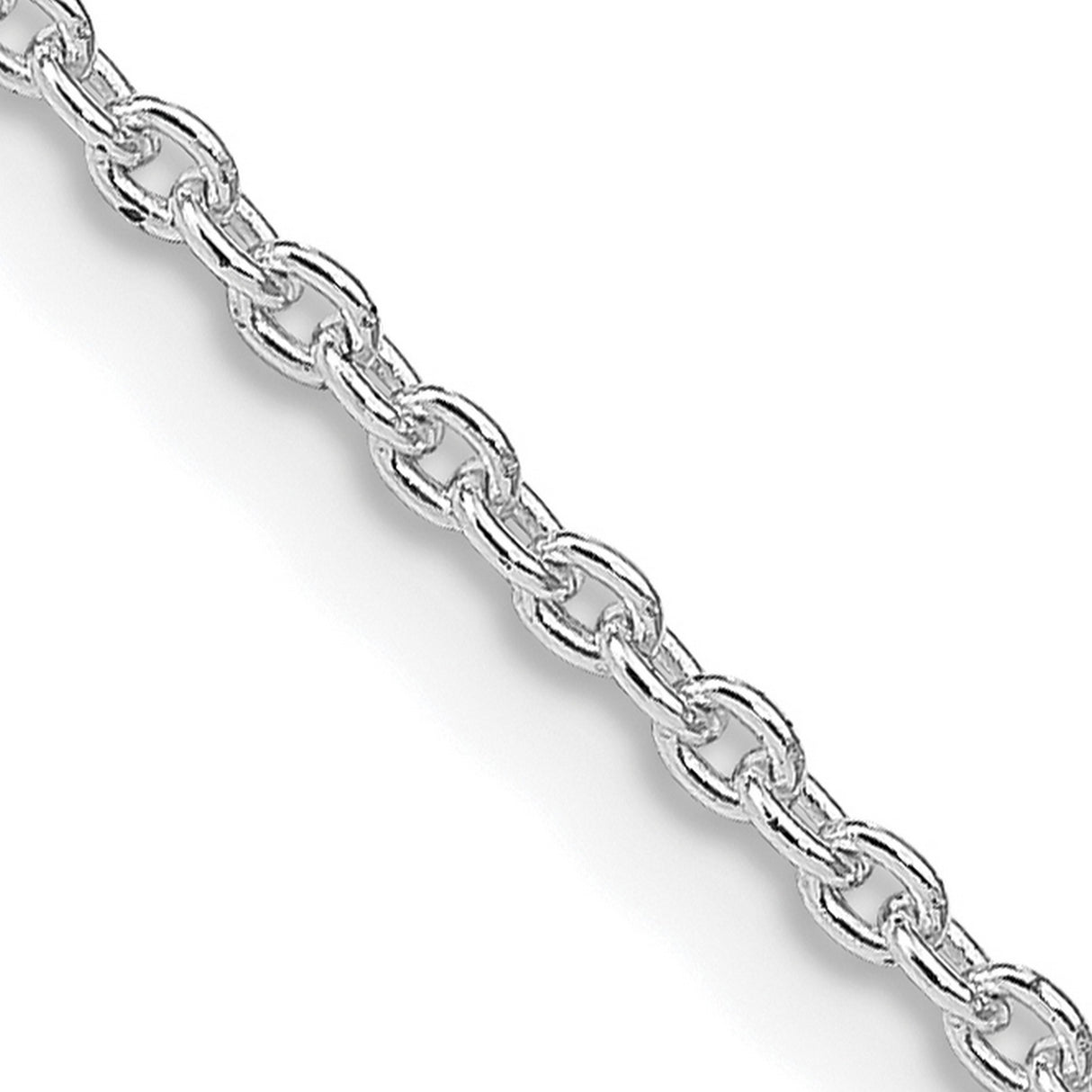 925 White Gold 1.95 mm Polished Chain Necklace, Solid detail view
