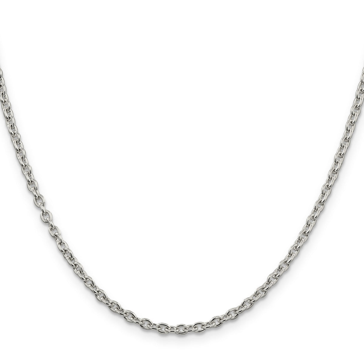 925 White Gold 2.75 mm Polished Chain Necklace, Solid
