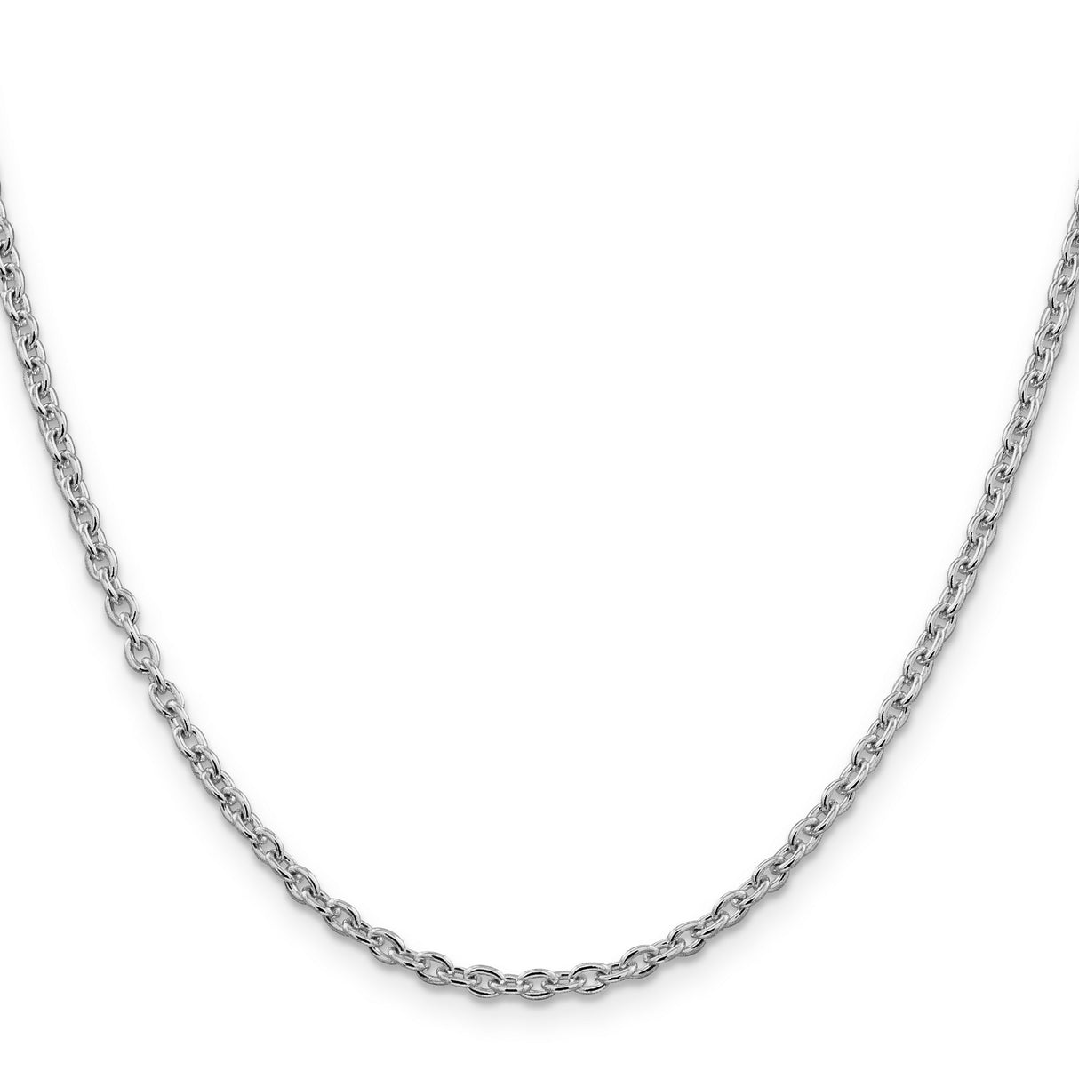 925 White Gold 2.75 mm Polished Chain Necklace, Solid