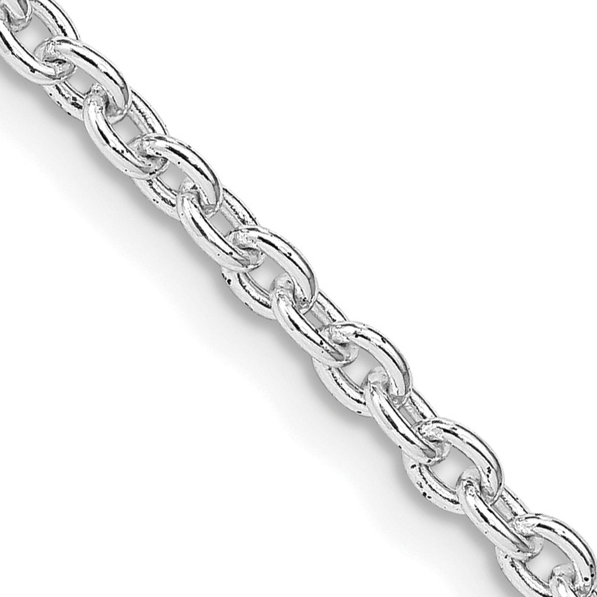 925 White Gold 2.75 mm Polished Chain Necklace, Solid detail view