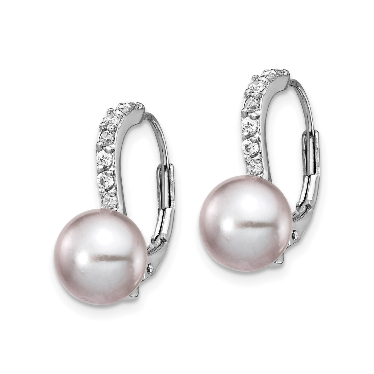 Sterling Silver Dangle Earrings with Freshwater Pearls and Cubic Zirconia Accents