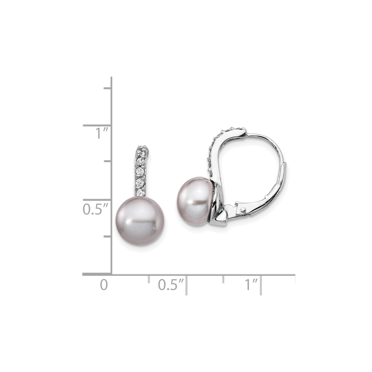 Sterling Silver Dangle Earrings with Freshwater Pearls and Cubic Zirconia Accents
