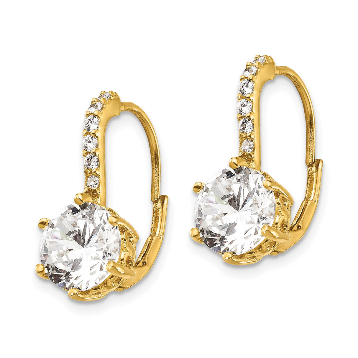Sterling Silver Leverback Earrings with Round Cut Cubic Zirconia Drop and Crystal Accents