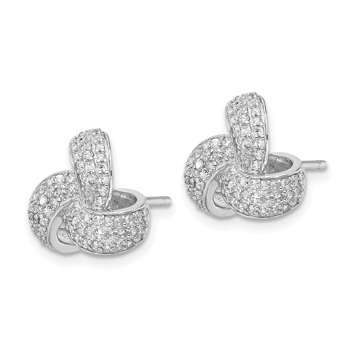 Sterling Silver Love Knot Stud Earrings with Cubic Zirconia, Symbol of Unity and Bond