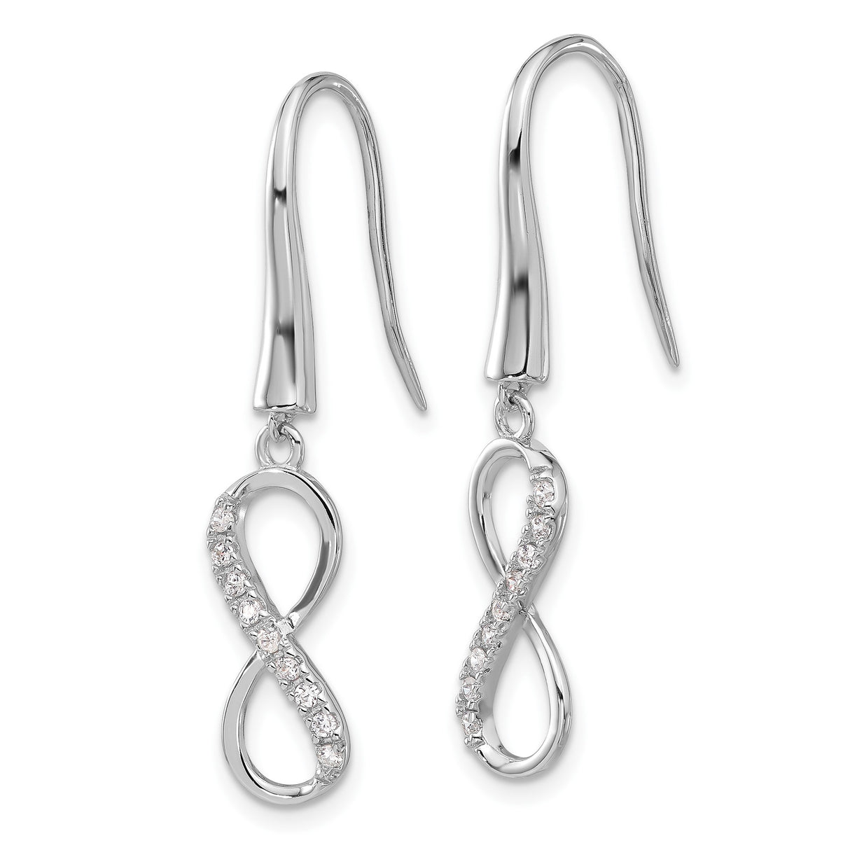 Sterling Silver Dangle Earrings with Cubic Zirconia, Infinity Symbol Design for Women