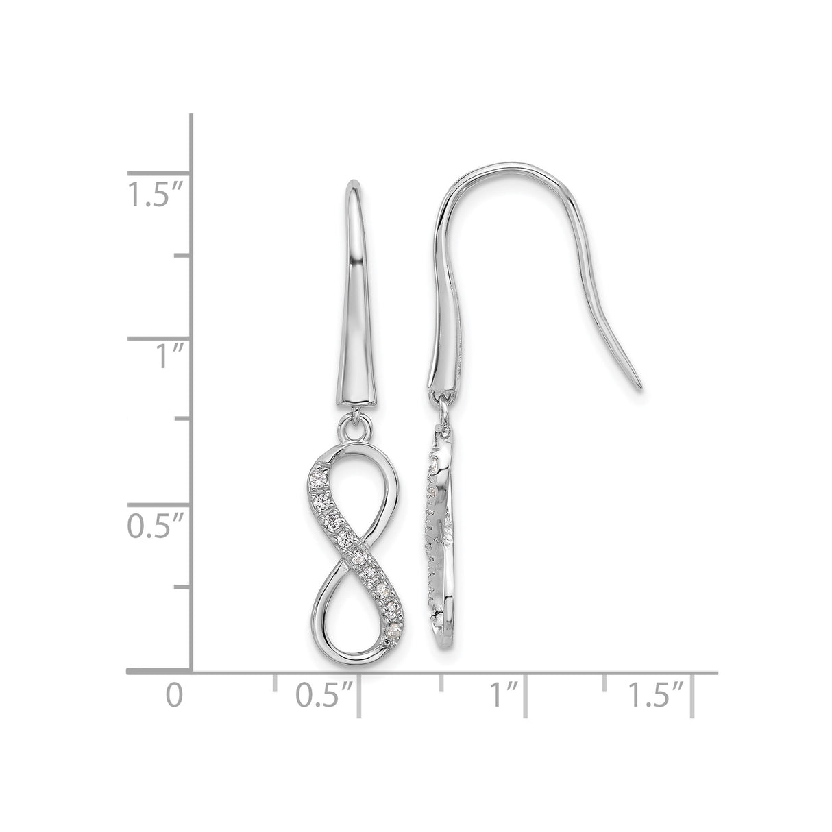 Sterling Silver Dangle Earrings with Cubic Zirconia, Infinity Symbol Design for Women