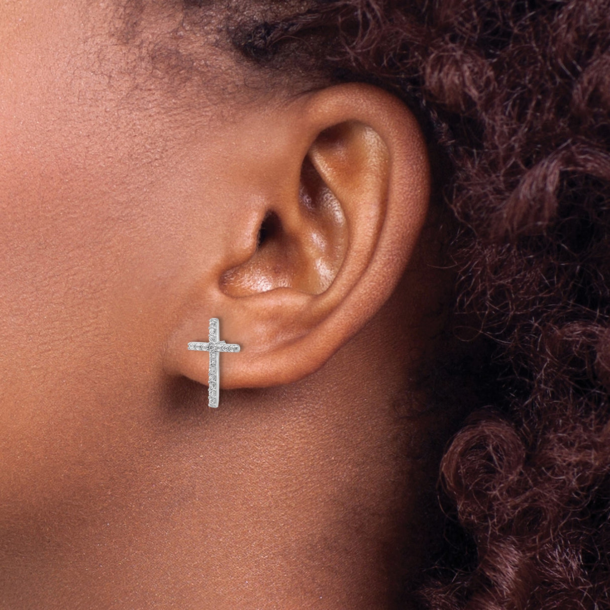 Sterling Silver Cross Pendant with Cubic Zirconia, Minimalist Faith Jewelry for Men and Women