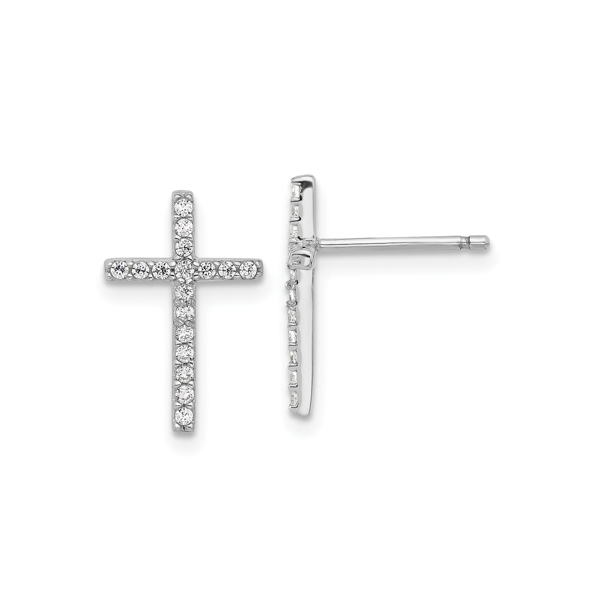 Sterling Silver Cross Pendant with Cubic Zirconia, Minimalist Faith Jewelry for Men and Women
