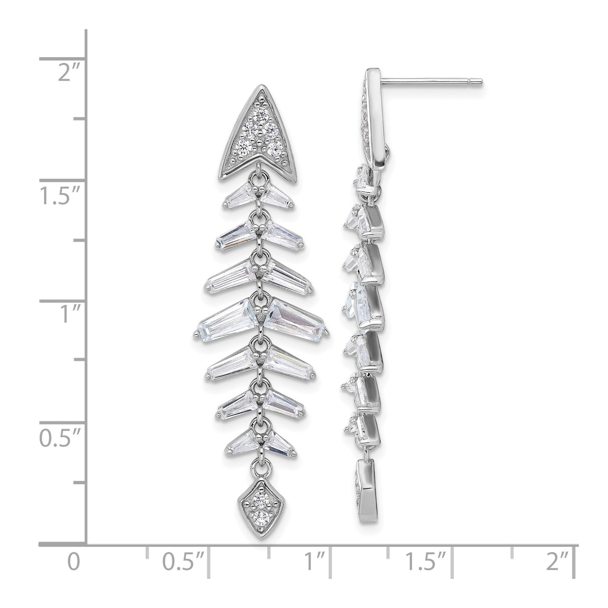 Sterling Silver Dangle Earrings with Cubic Zirconia, Arrowhead Inspired Geometric Drop Design