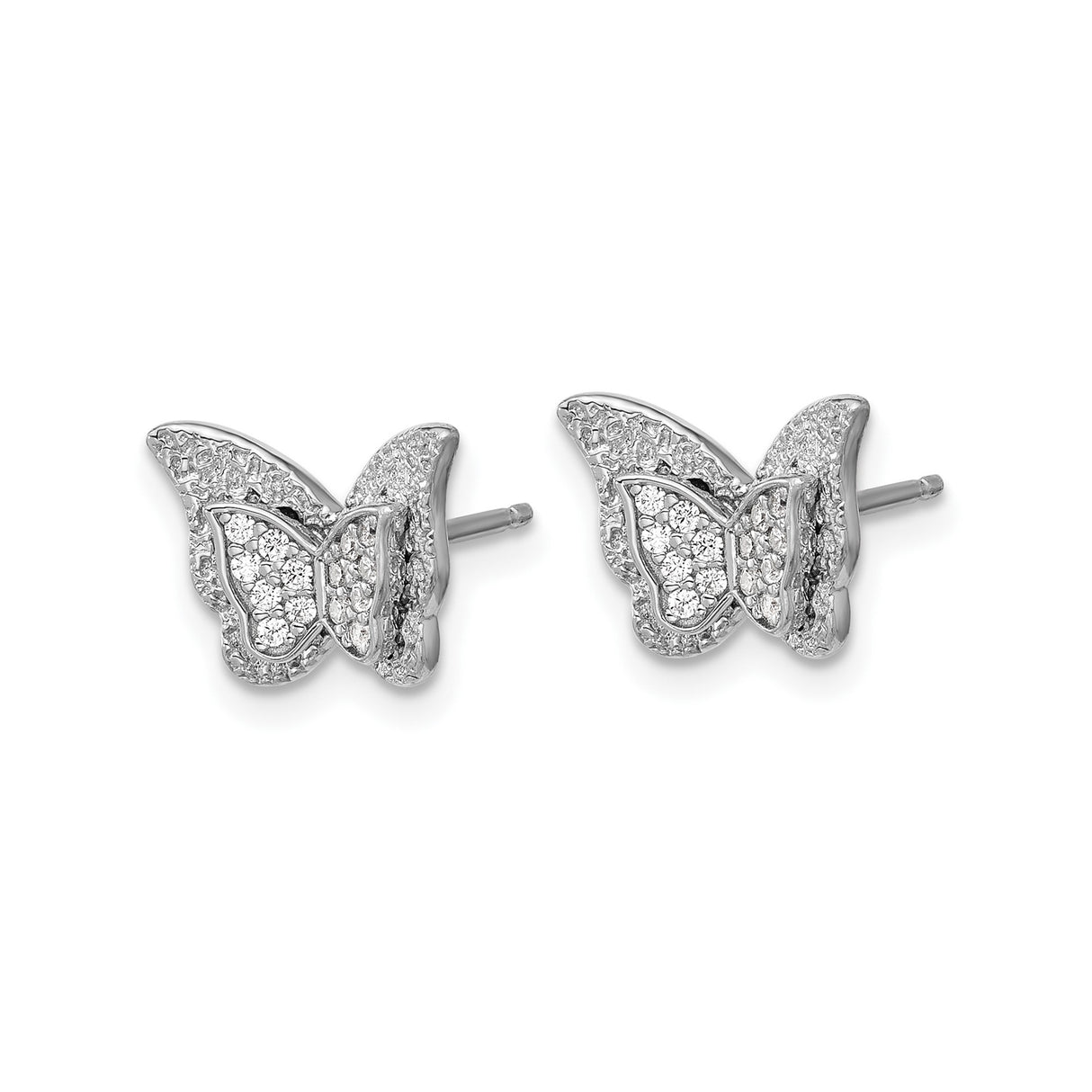 Sterling Silver Butterfly Stud Earrings with Cubic Zirconia Accents