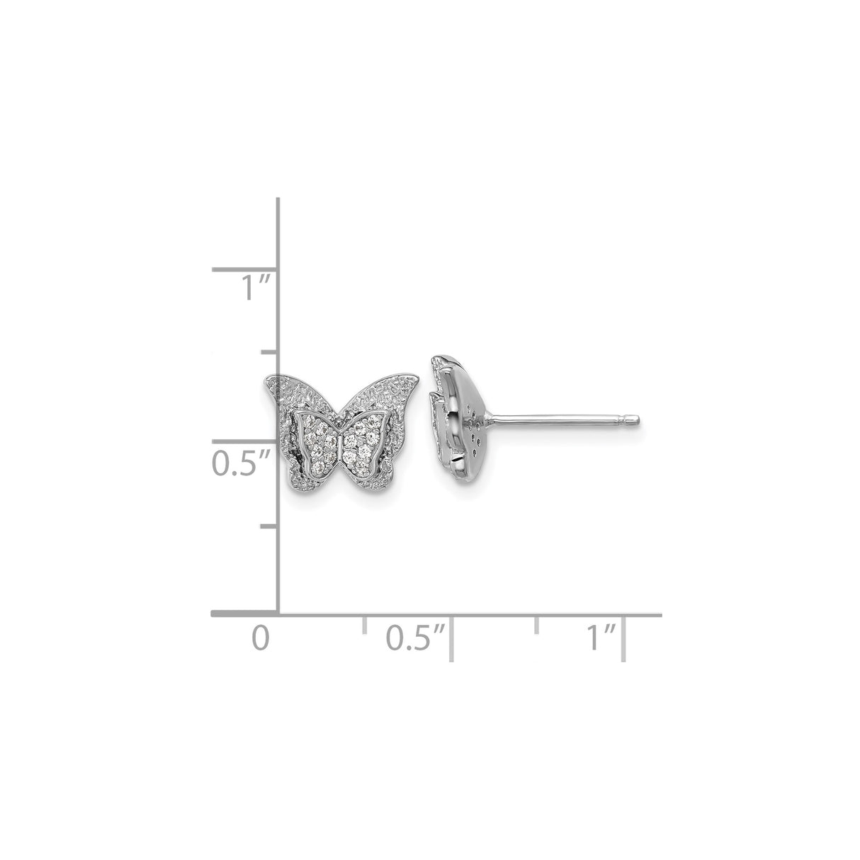 Sterling Silver Butterfly Stud Earrings with Cubic Zirconia Accents