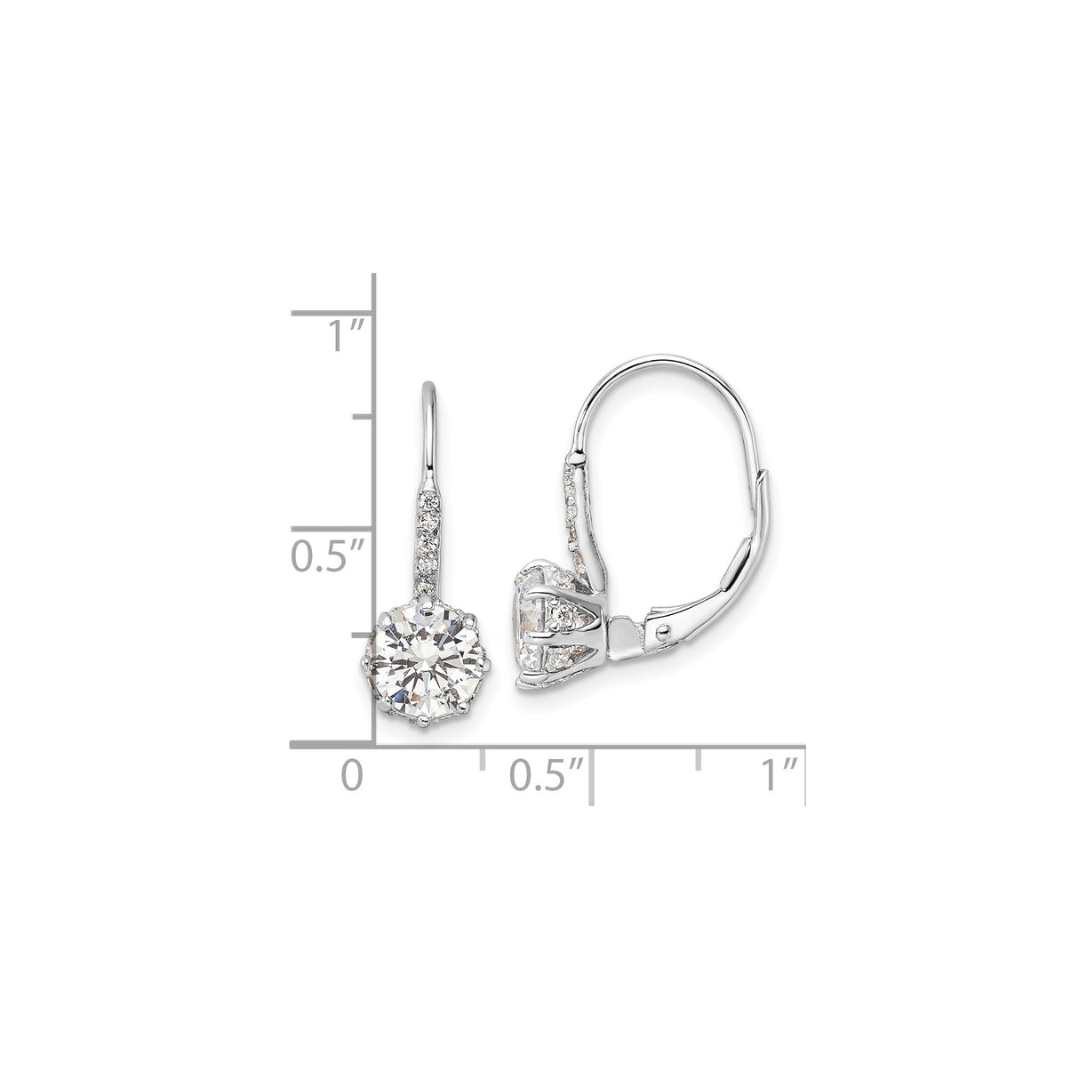 Sterling Silver Drop Earrings with Round Cut Cubic Zirconia and Pavé Accent Design