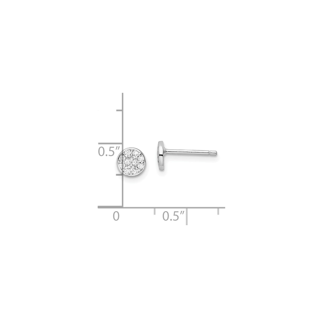 Sterling Silver Stud Earrings with Cubic Zirconia, Rhodium Plated Floral Design