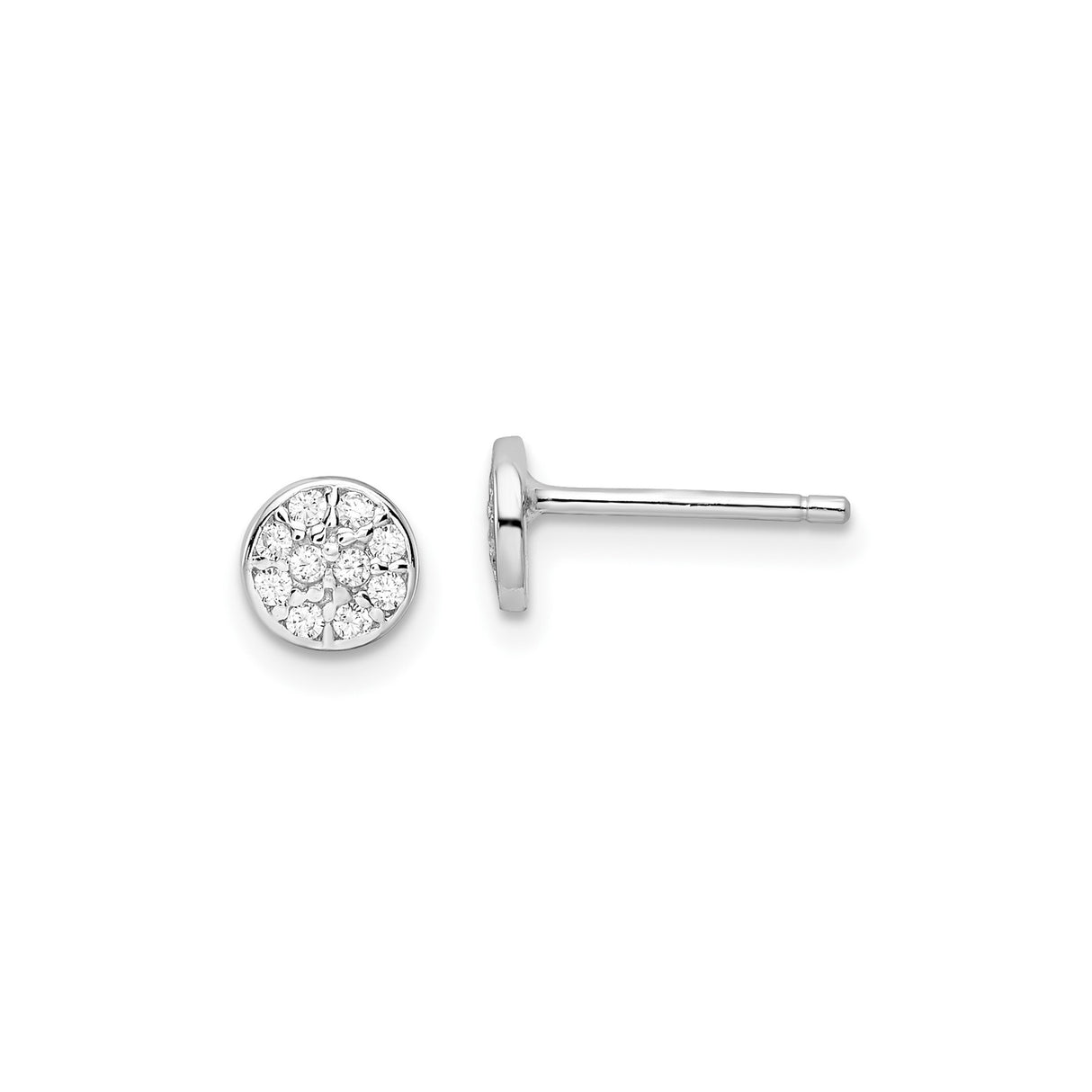 Sterling Silver Stud Earrings with Cubic Zirconia, Rhodium Plated Floral Design