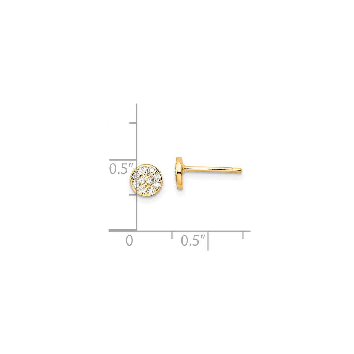 Sterling Silver Pavé Stud Earrings with Round Cubic Zirconia Cluster Floral Design