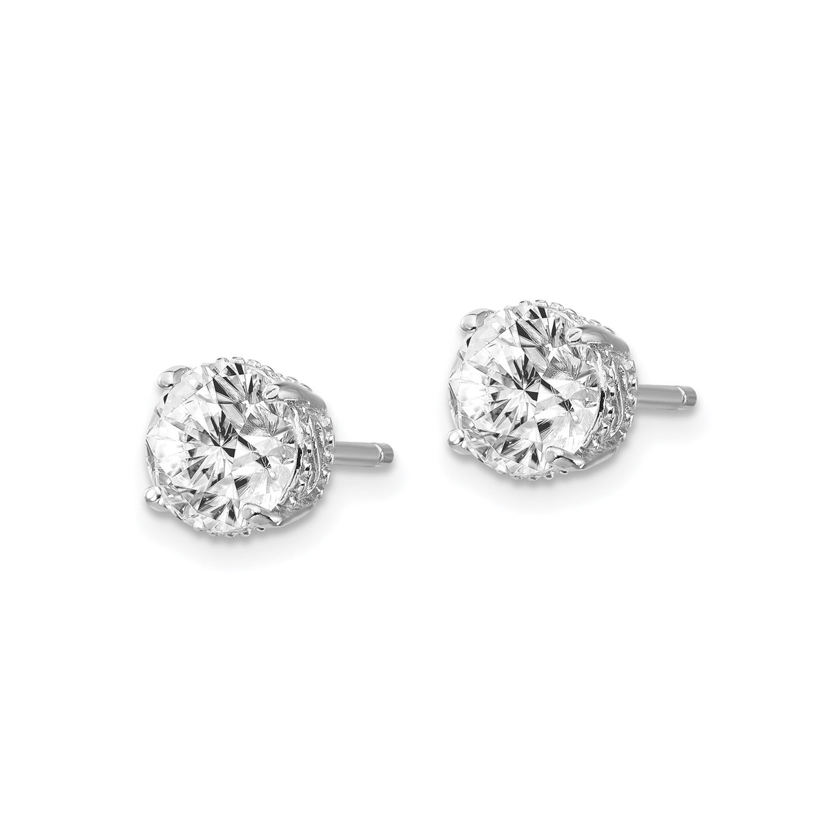 Sterling Silver Stud Earrings with Cubic Zirconia, Monogram Initial S Design