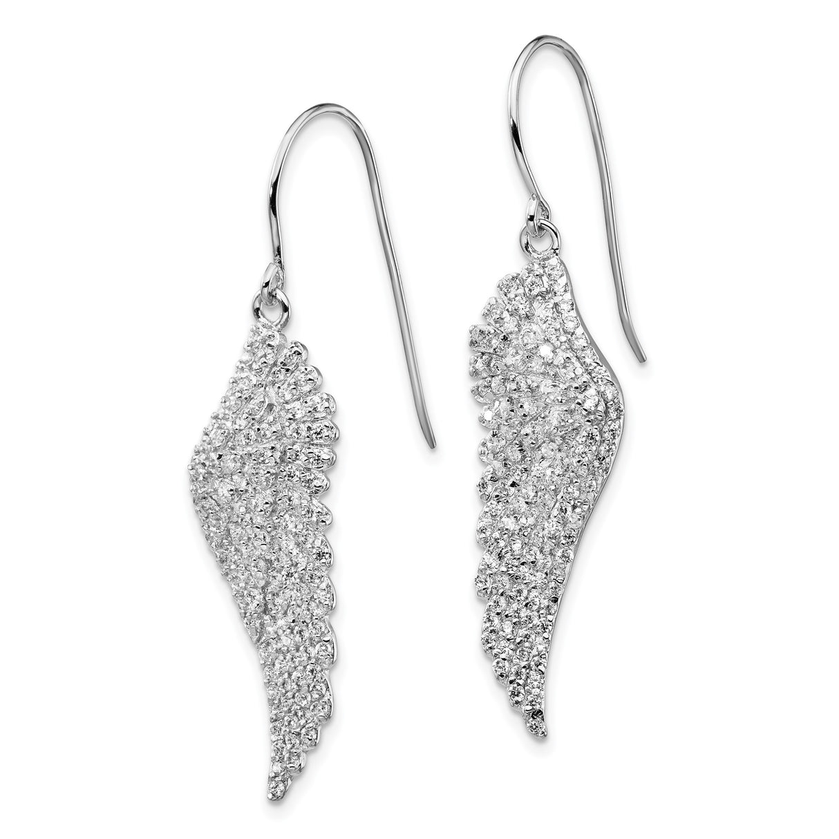 Sterling Silver Dangle Earrings with Cubic Zirconia, Angel Wing Design, Spiritual Jewelry for Women