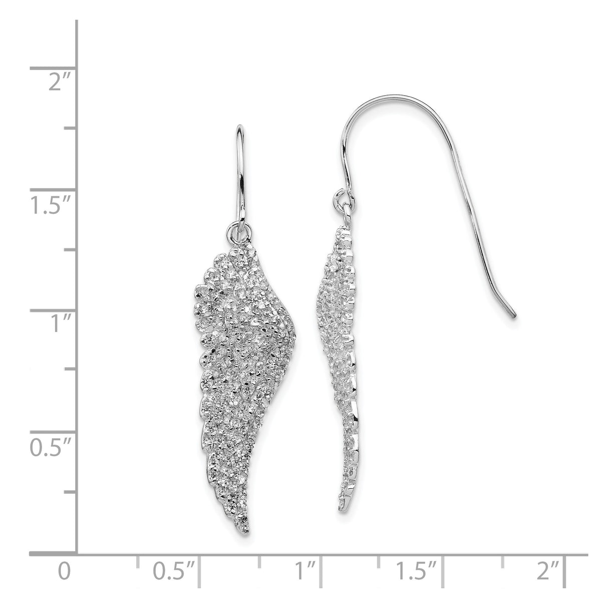 Sterling Silver Dangle Earrings with Cubic Zirconia, Angel Wing Design, Spiritual Jewelry for Women