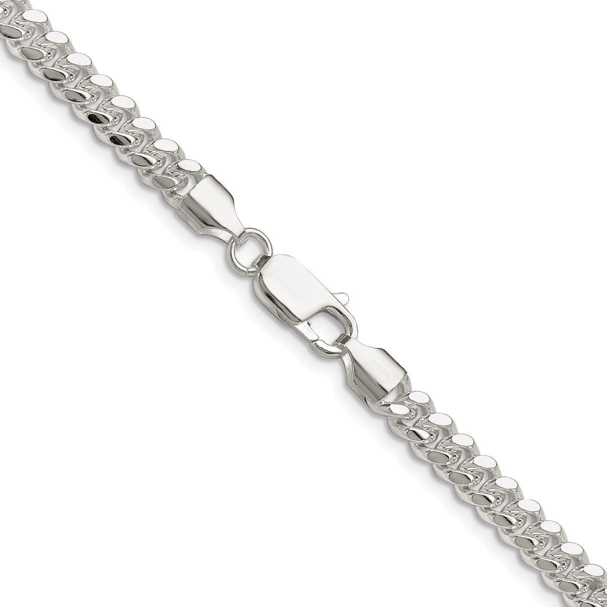925 White Gold 5.7 mm Curb Chain Necklace, Polished alternate angle
