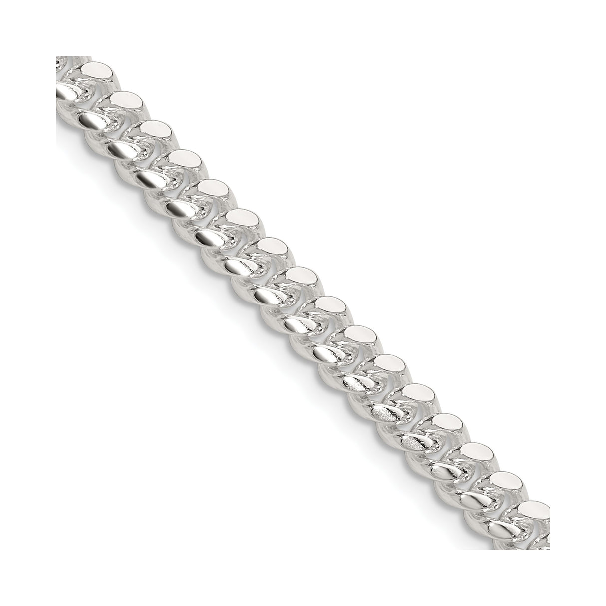 925 White Gold 5.7 mm Curb Chain Necklace, Polished detail view