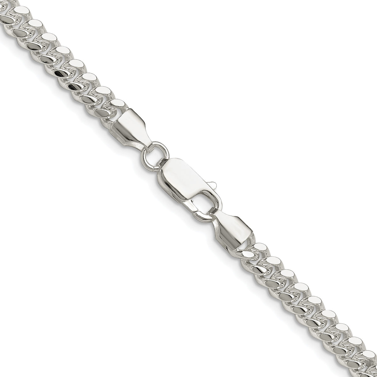 925 White Gold 5.7 mm Curb Chain Necklace, Polished alternate angle