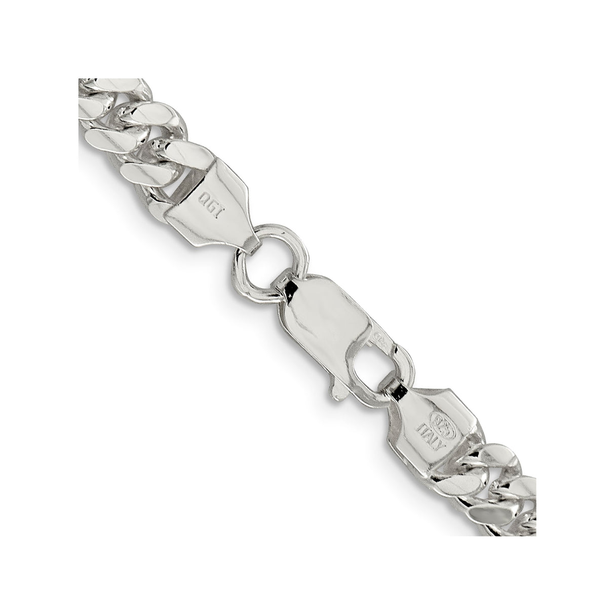 925 White Gold 6.4 mm Curb Chain Necklace, Polished alternate angle