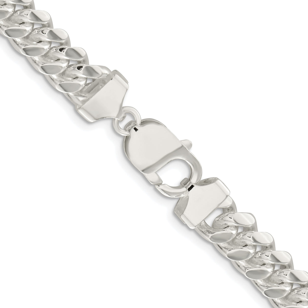 925 White Gold 9 mm Curb Chain Necklace, Polished alternate angle