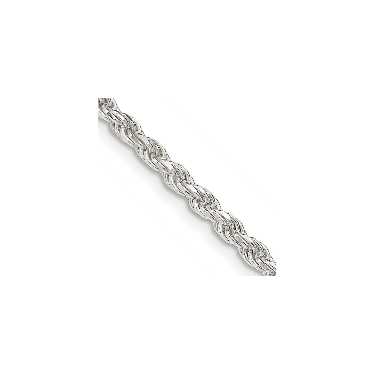 925 White Gold 2.75 mm Rope Chain Necklace, Polished alternate angle