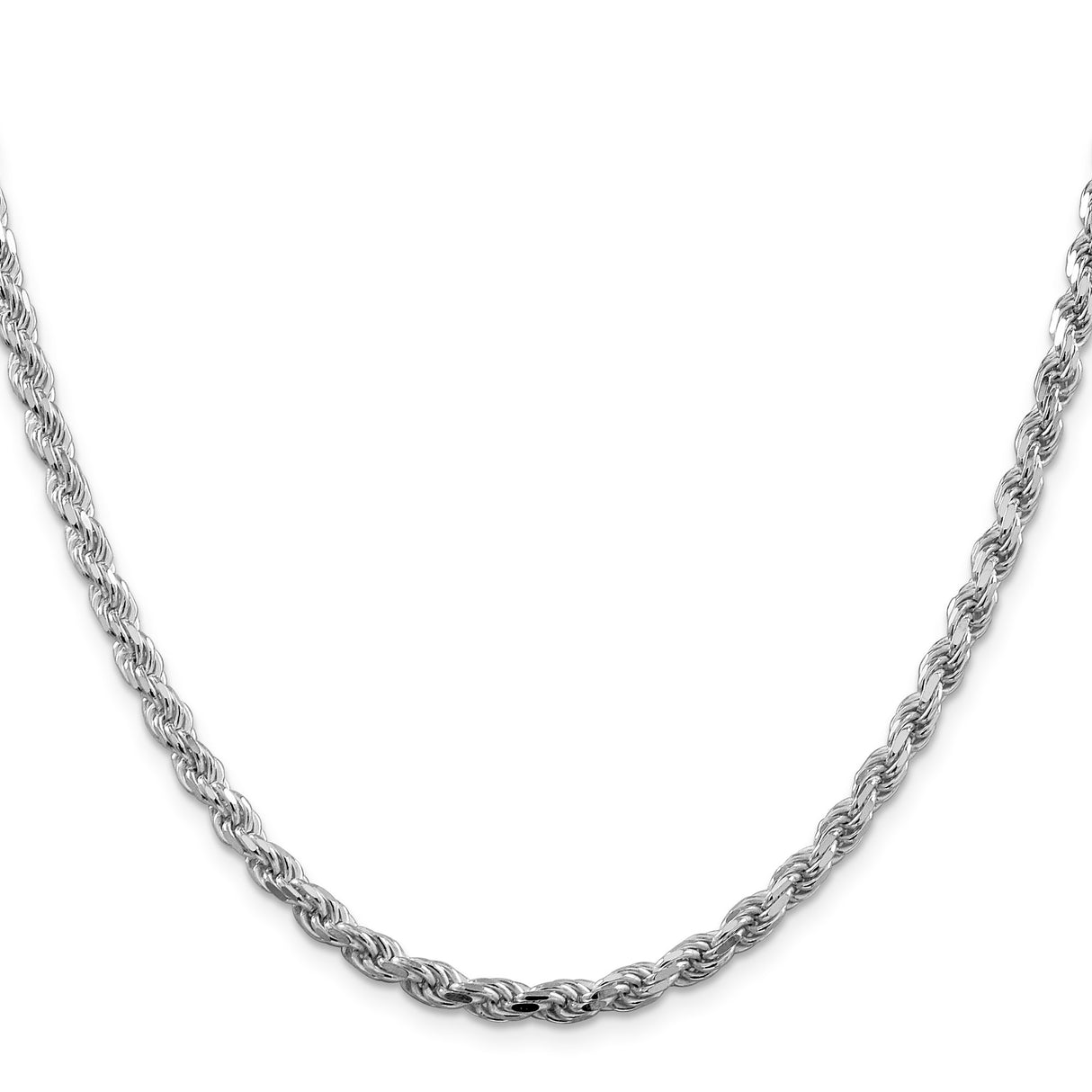 925 White Gold 4.25 mm Rope Chain Necklace, Polished