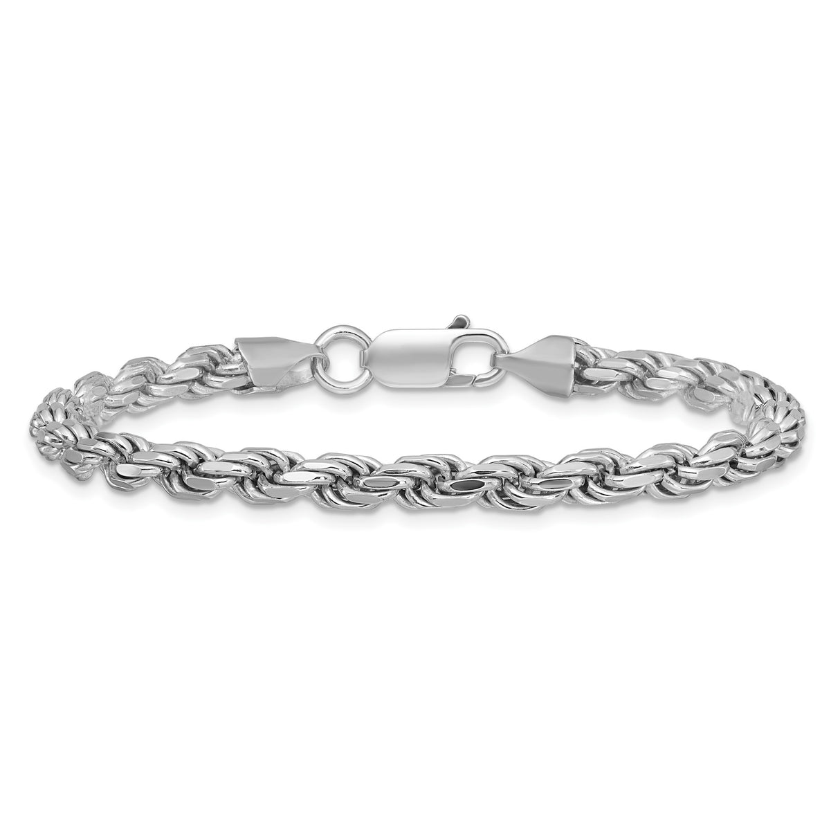 925 White Gold 4.6 mm Rope Chain Anklet, Polished alternate angle