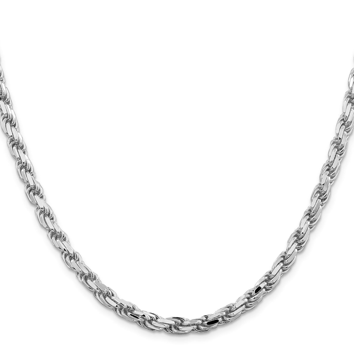 925 White Gold 5.75 mm Rope Chain Necklace, Polished
