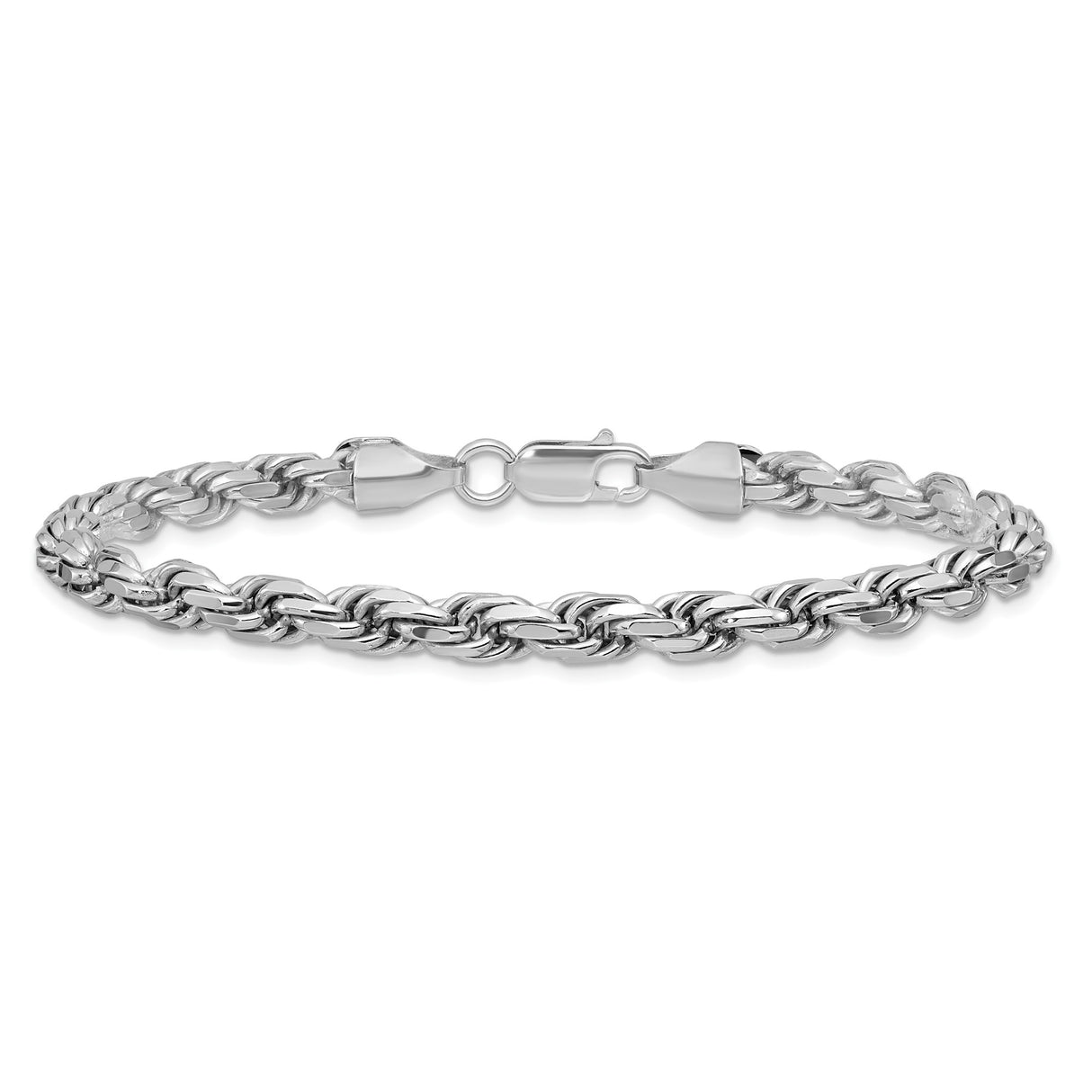 925 White Gold 5.75 mm Rope Chain Anklet, Polished alternate angle