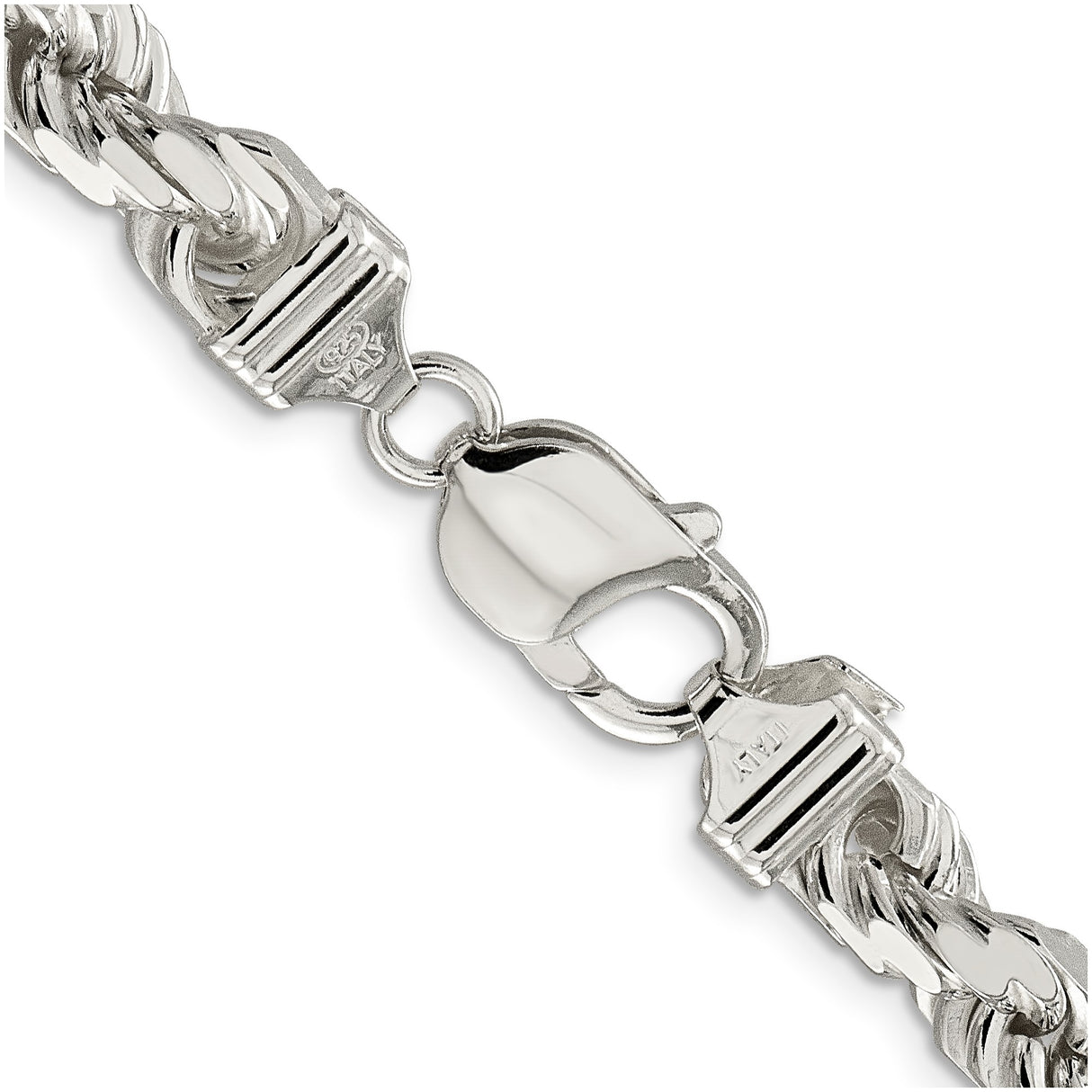 925 White Gold 7.8 mm Rope Chain Necklace, Polished alternate angle