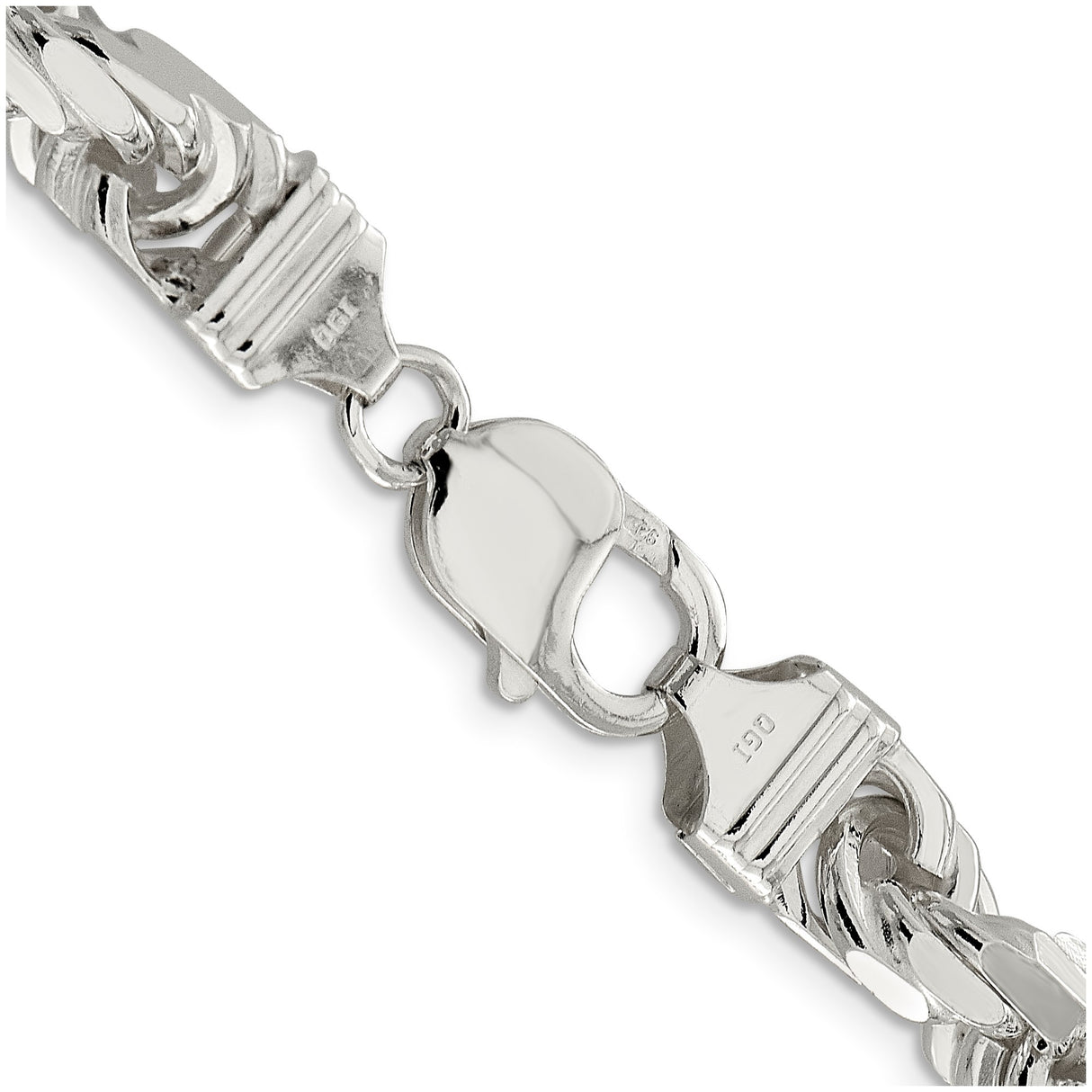925 White Gold 9 mm Rope Chain Necklace, Polished alternate angle