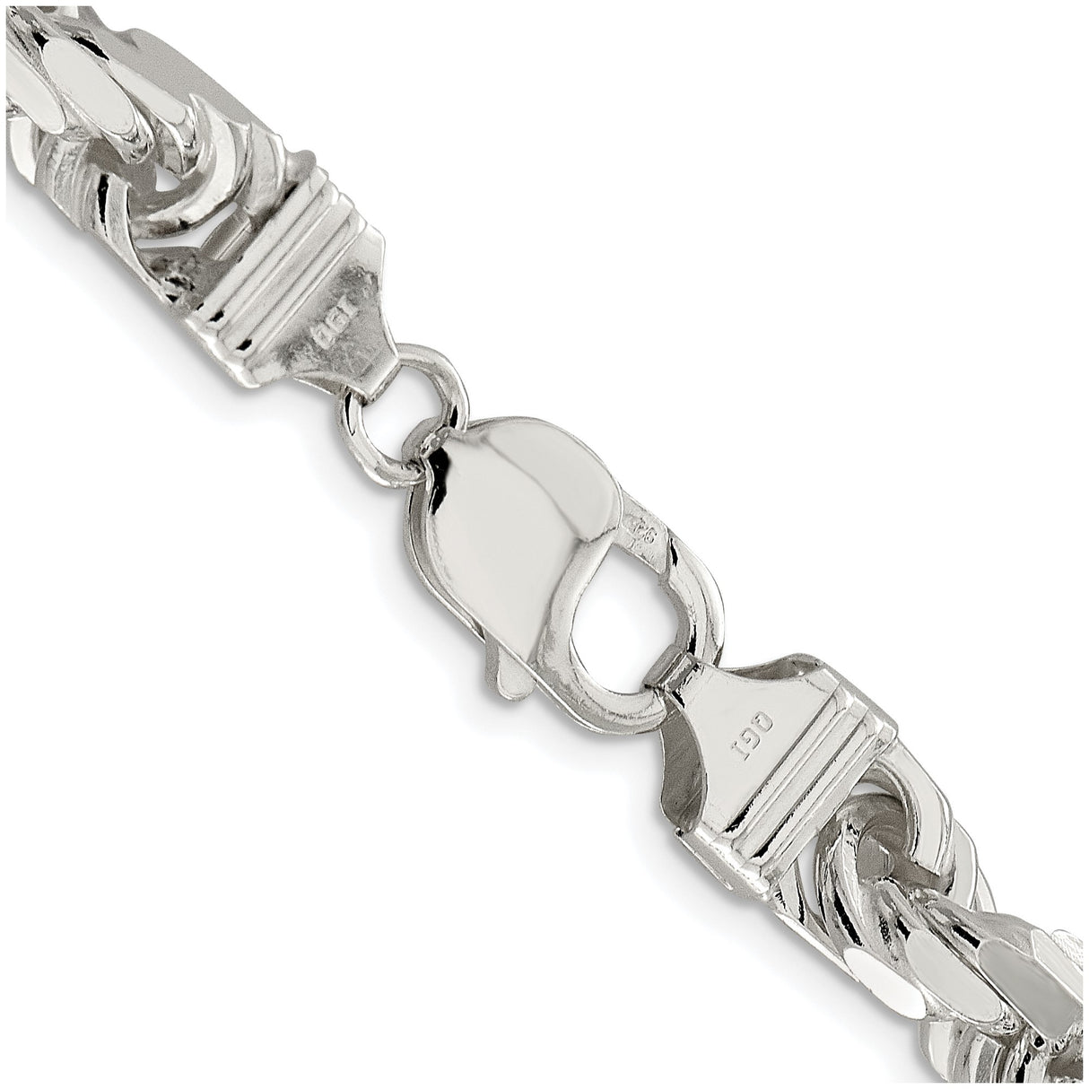 925 White Gold 9 mm Rope Chain Necklace, Polished alternate angle