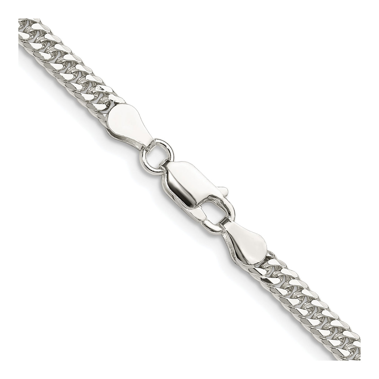 925 White Gold 3.9 mm Curb Chain Necklace, Polished alternate angle