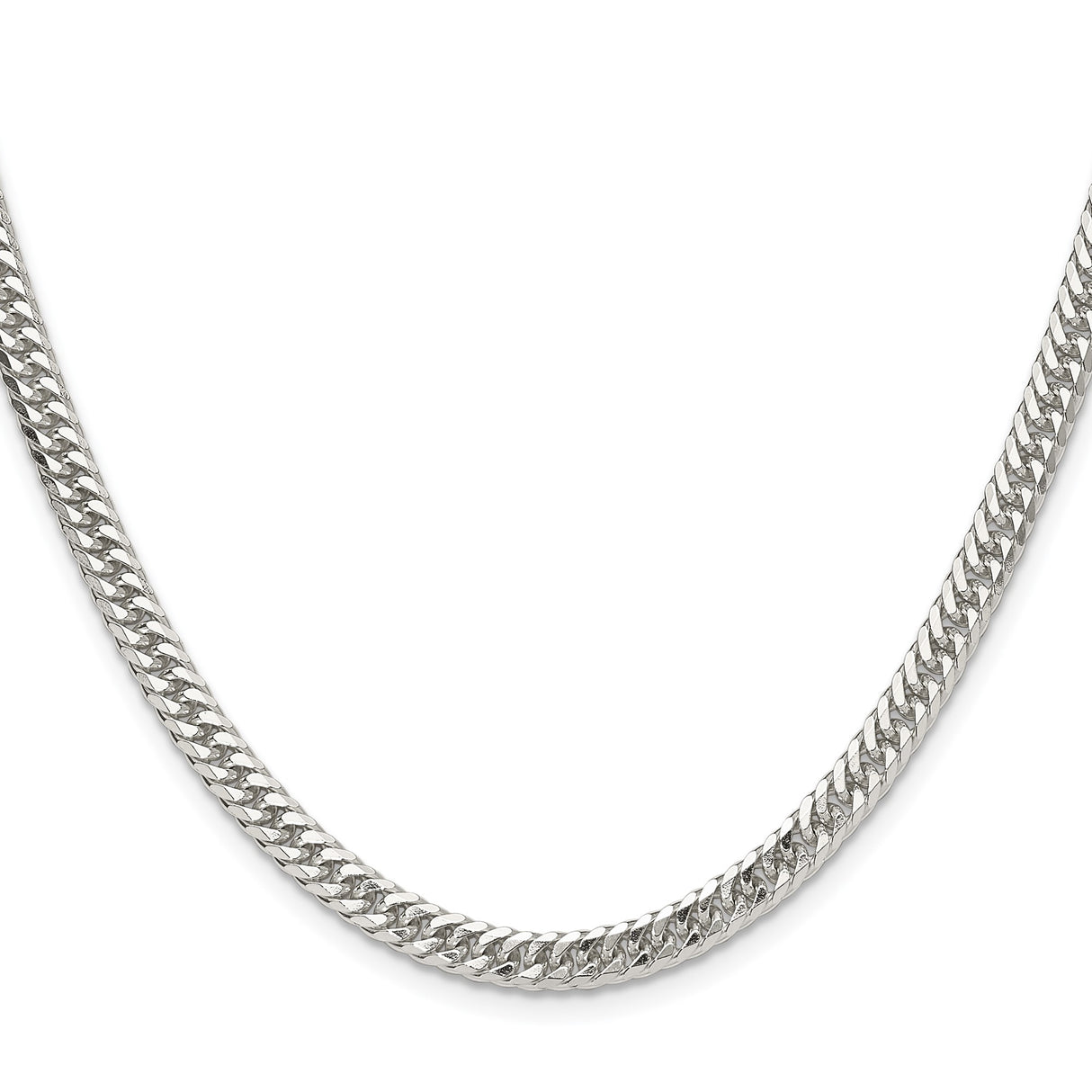 925 White Gold 4.8 mm Curb Chain Necklace, Polished