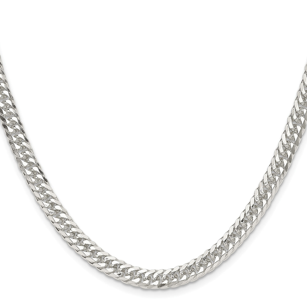 925 White Gold 5.7 mm Curb Chain Necklace, Polished