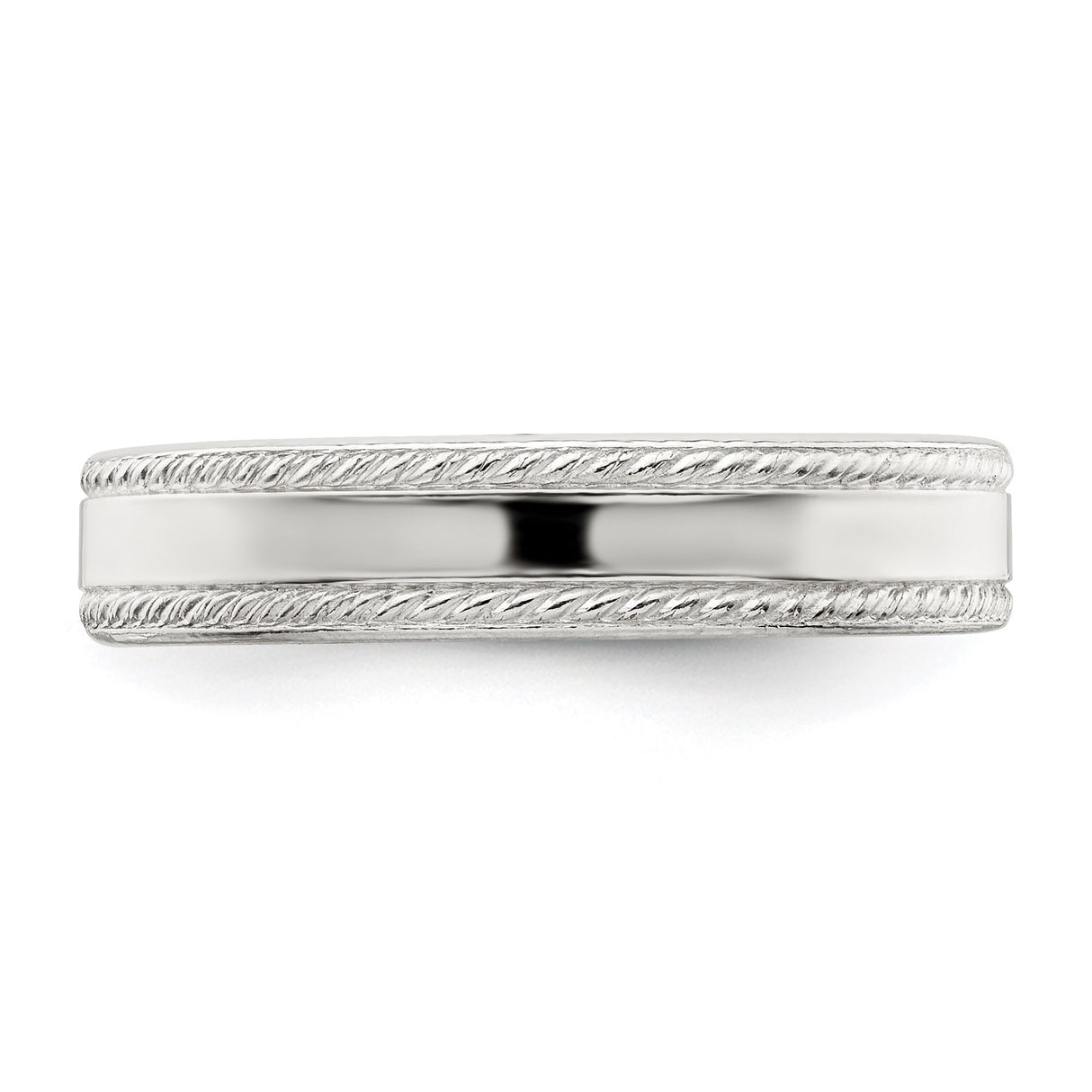 Sterling Silver Milgrain, Flat wedding band ring detail view