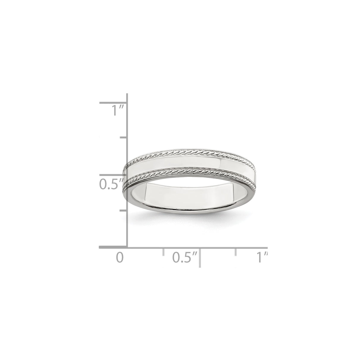 Sterling Silver Milgrain, Flat wedding band ring shown for scale