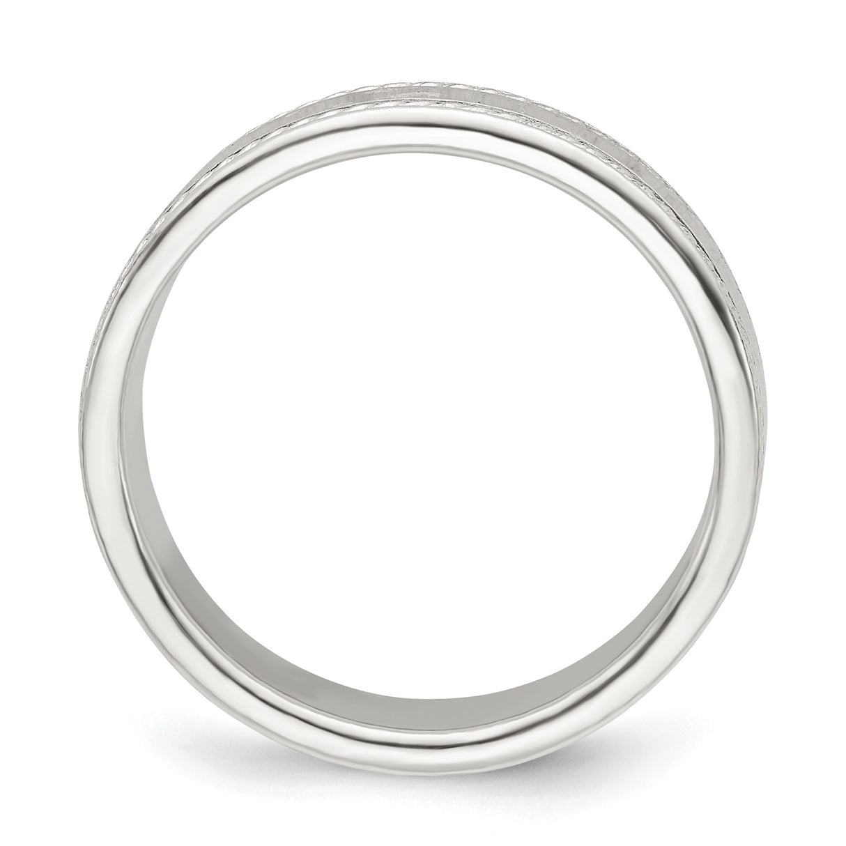 Sterling Silver Milgrain, Flat wedding band ring alternate angle