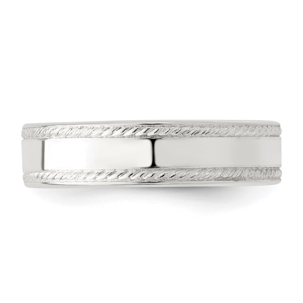 Sterling Silver Milgrain, Flat wedding band ring detail view