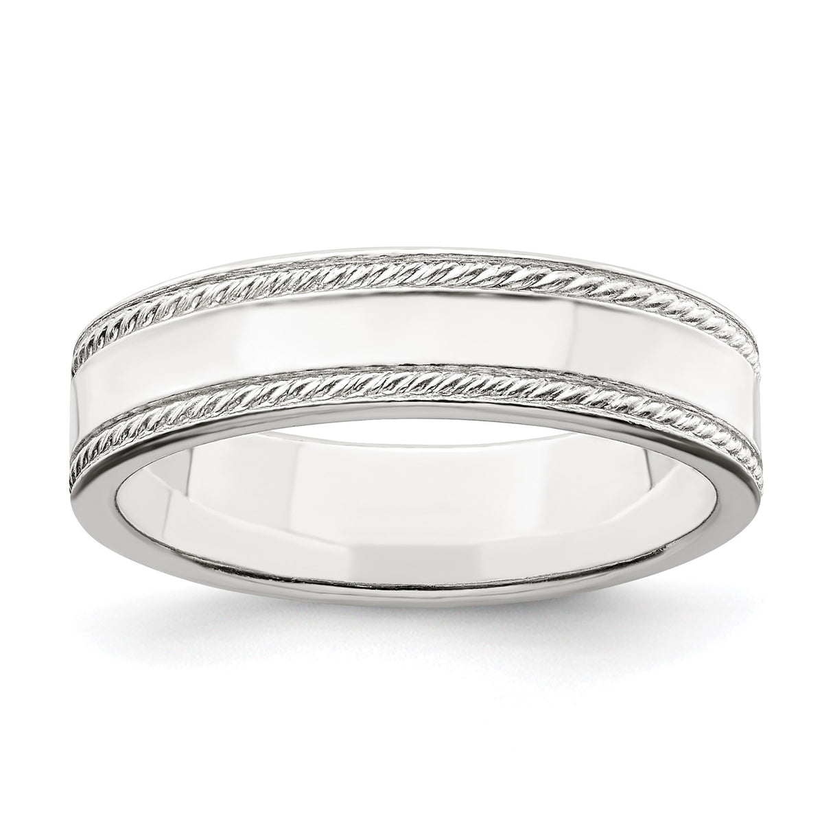 Sterling Silver Milgrain, Flat wedding band ring
