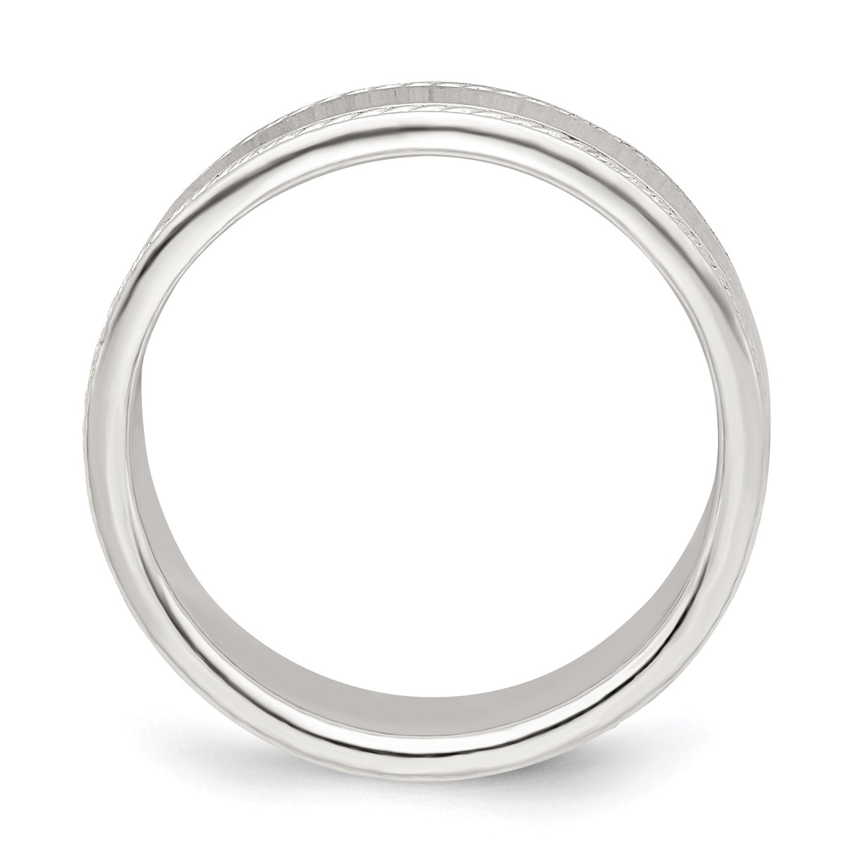 Sterling Silver Milgrain, Flat wedding band ring alternate angle